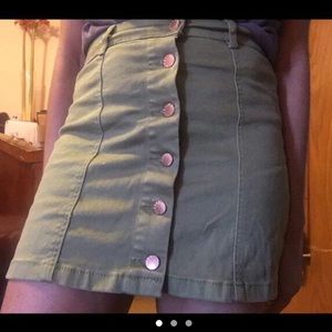 Forever 21 olive green button up skirt